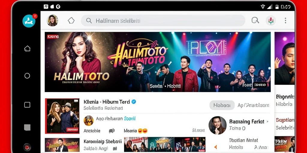 Tampilan antarmuka HALIMTOTO menampilkan berita selebriti terkini.