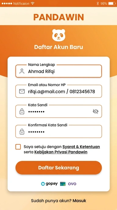 Buat Akun Baru di Pandawin Dengan Mudah